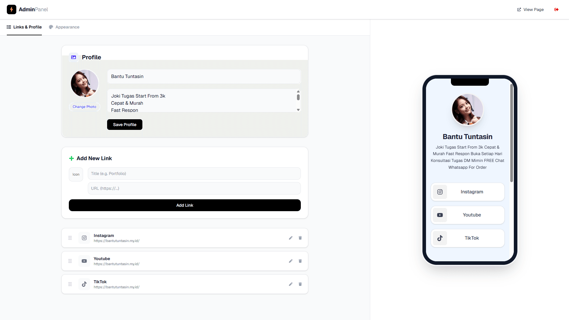 Personal Linktree Alternative
