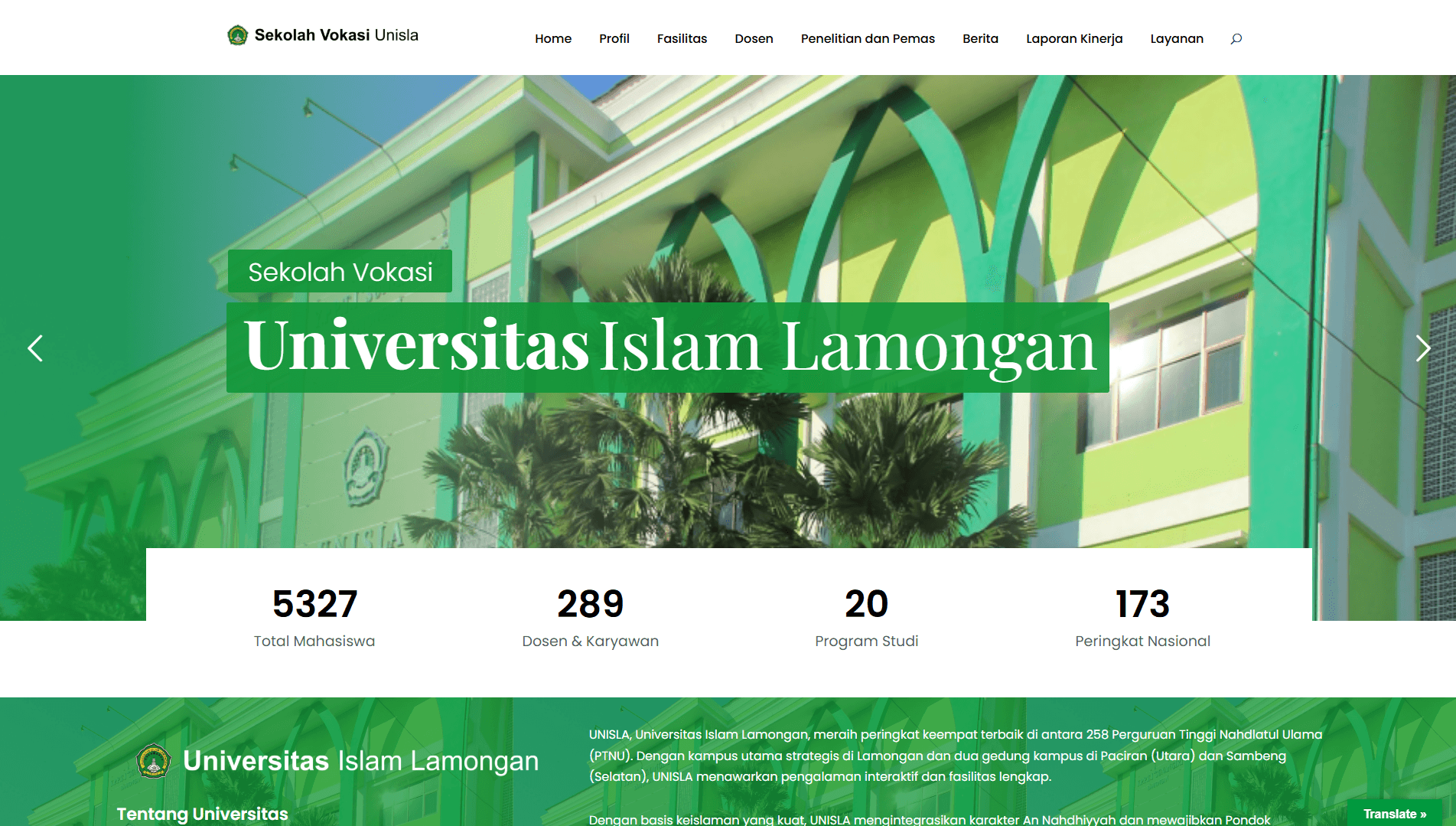 Sekolah Vokasi UNISLA - Department Website