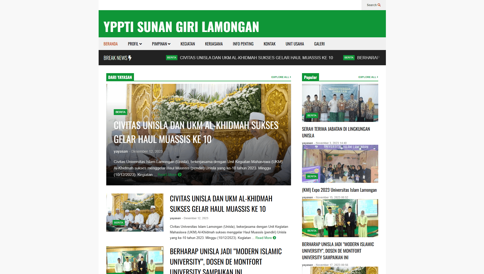 YPPTI Sunan Giri Lamongan - WordPress Site